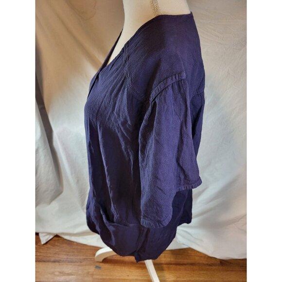 El Huarache Cottons Navy Blue Size L‎ Button Up Lagenlook - Picture 4 of 6